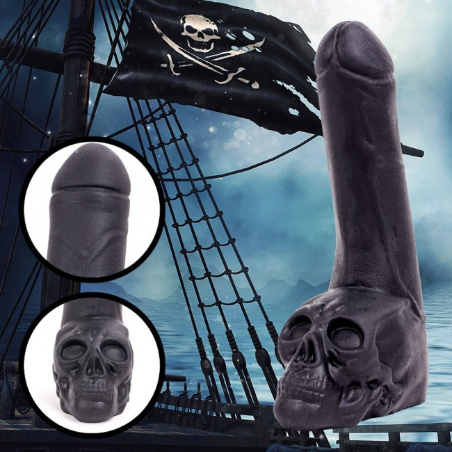 Черный фаллоимитатор-гигант с черепом Cock with Skull - 28 см. Черный фаллоимитатор-гигант с черепом Cock with Skull - 28 см.