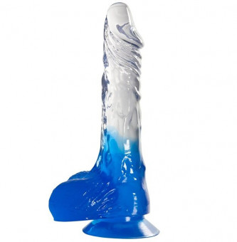Голубой фаллоимитатор с прозрачным стволом и присоской - 17,8 см., Dream Toys