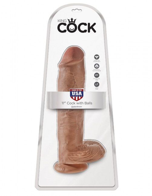 Фалоимитатор-мулат на присоске 11" Cock with Balls - 28 см., Pipedream