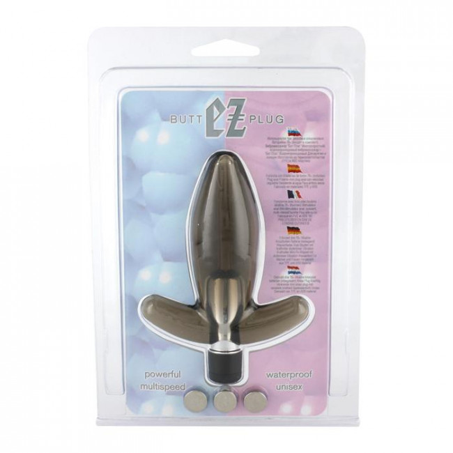 Дымчатая анальная пробка с вибрацией But EZ Plug Black - 11 см., Seven Creations Дымчатая анальная пробка с вибрацией But EZ Plug Black - 11 см., Seven Creations
