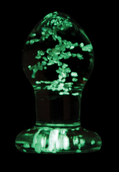 Прозрачная, светящаяся в темноте анальная пробка  Glass Plug Small - 6,3 см., NS Novelties