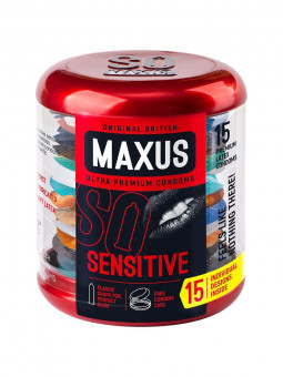 Ультратонкие презервативы в металлическом кейсе MAXUS Sensitive - 15 шт., Maxus