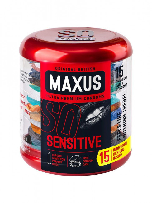 Ультратонкие презервативы в металлическом кейсе MAXUS Sensitive - 15 шт., Maxus