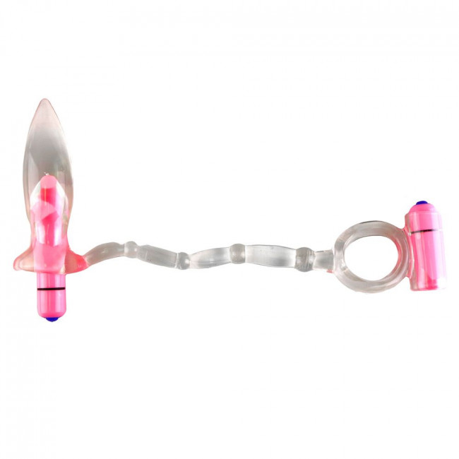Прозрачное эрекционное кольцо с анальной вибропробкой, Sextoy 2011