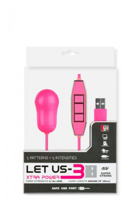 Розовый вибростимулятор с питанием от USB LET US-B 10 RHYTHMS BULLET LARGE PINK, Dream Toys