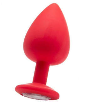 Красная анальная пробка OUCH! Extra Large Diamond Butt Plug с кристаллом - 9,3 см., Shots Media BV