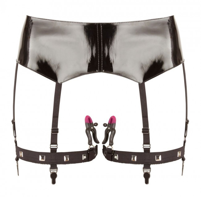 Черная сбруя на бедра с зажимами для половых губ Suspender Belt with Clamps, Orion Черная сбруя на бедра с зажимами для половых губ Suspender Belt with Clamps, Orion