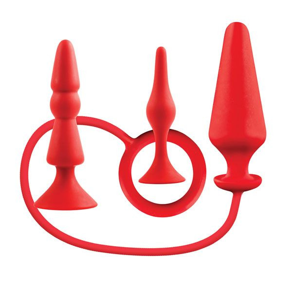 Набор из 3 красных анальных втулок BACK UP SILICONE ANAL KIT Набор из 3 красных анальных втулок BACK UP SILICONE ANAL KIT