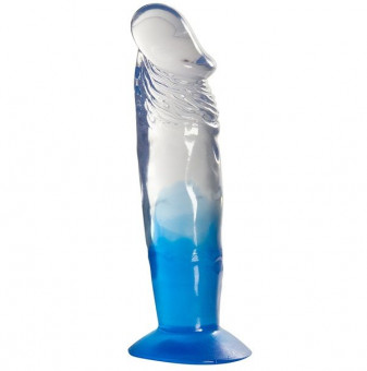 Голубой фаллоимитатор с прозрачным стволом без мошонки - 17,8 см., Dream Toys