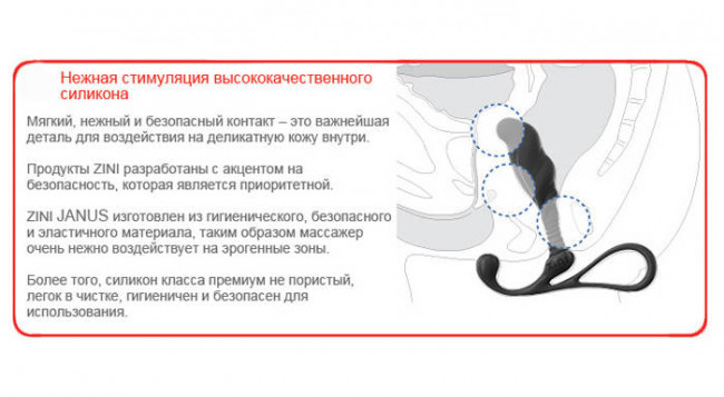 Большой черный массажер простаты ZINI JANUS ANTI-SHOCK, ZINI Большой черный массажер простаты ZINI JANUS ANTI-SHOCK, ZINI