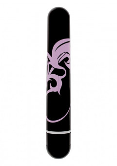 Чёрный вибратор Lovers Ink Tattoo Lardge с принтом - 20 см., Toy Joy