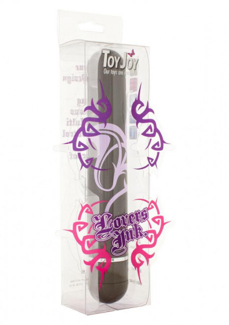 Чёрный вибратор Lovers Ink Tattoo Lardge с принтом - 20 см., Toy Joy